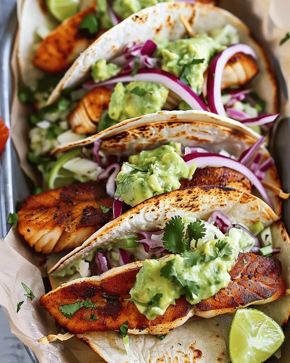 Blackened Fish Tacos: Easy with Creamy Avocado Sauce Recipe