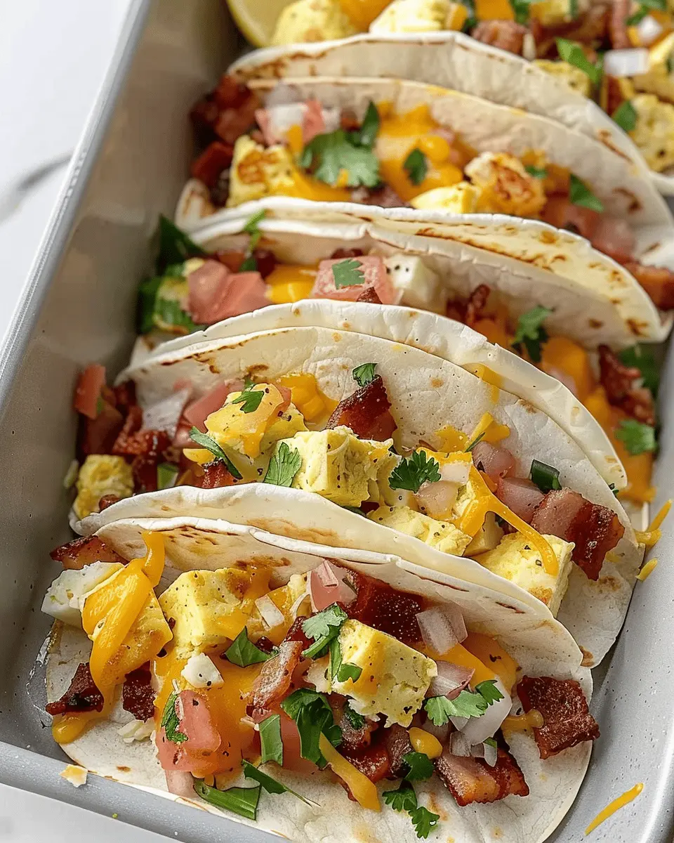Tasty Baked Breakfast Tacos with Turkey Bacon and Chicken Ham