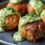 Salmon Balls with Creamy Avocado Sauce
