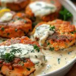 Salmon Patties with Creamy Lemon-Garlic Sauce