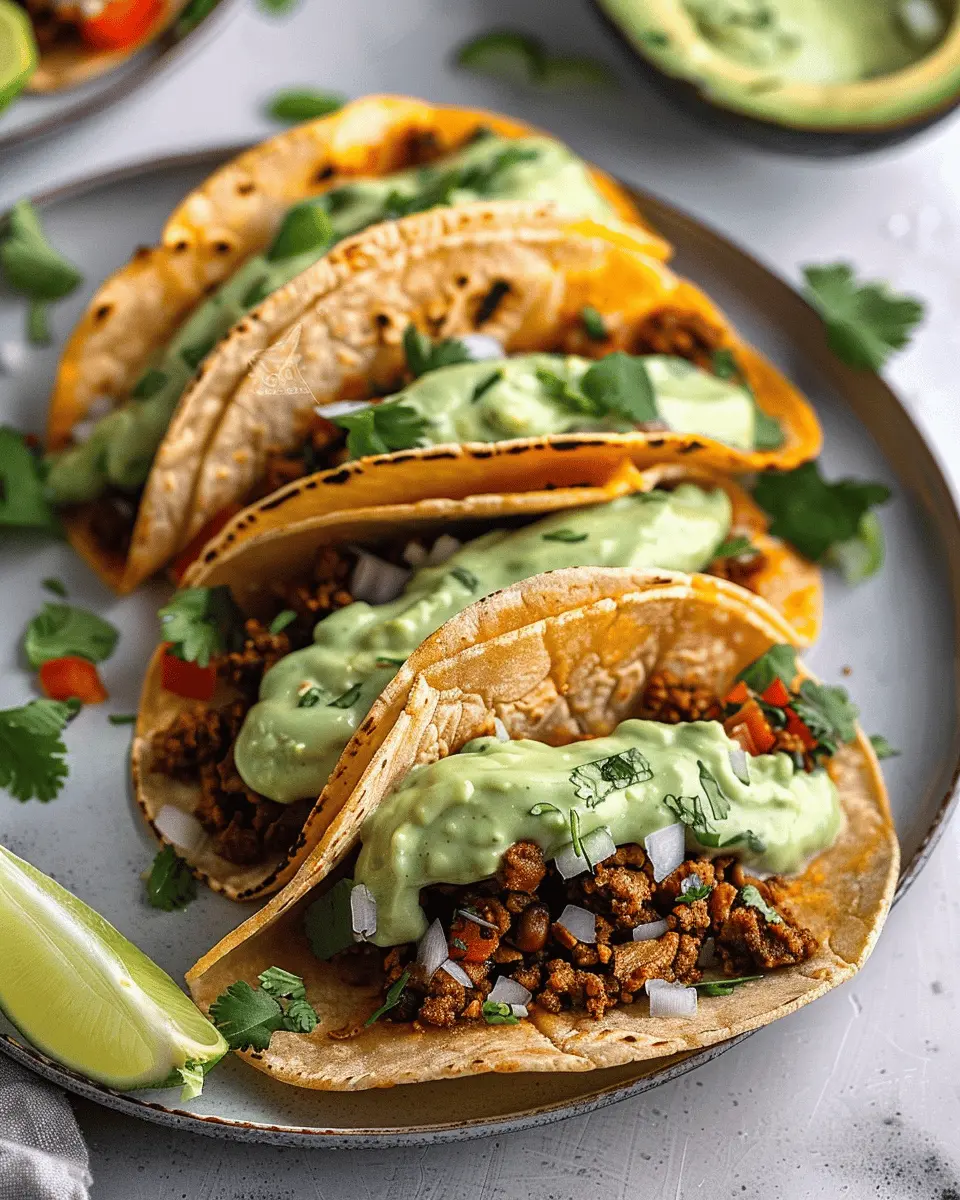 Crispy Baked Ground Turkey Tacos with Avocado Sauce: Easy & Delicious