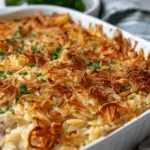 French Onion Chicken Orzo Casserole
