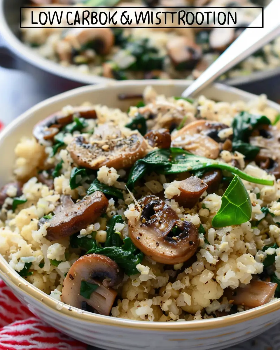 Low Carb Mushroom Spinach Cauliflower Rice Delight for Dinner