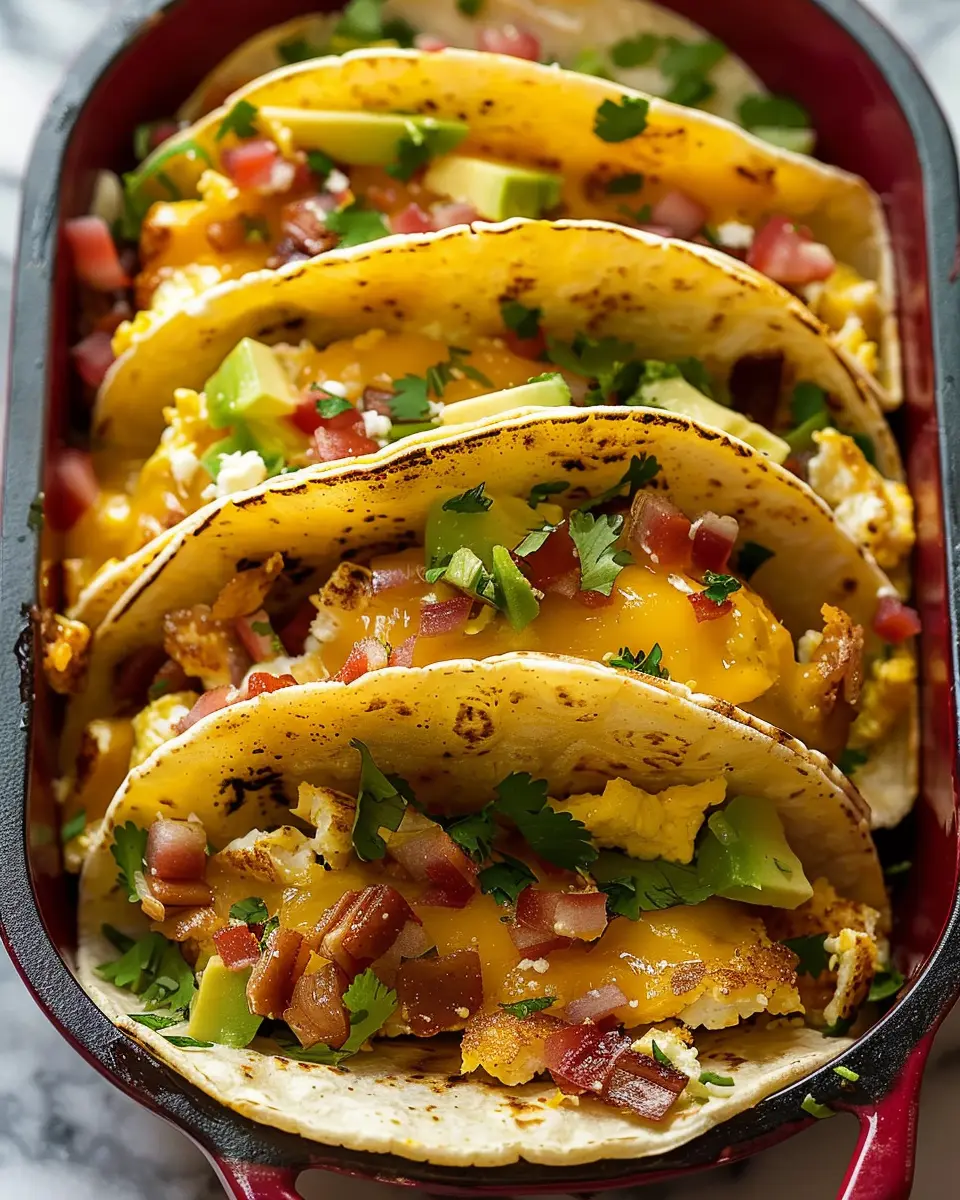 Tasty Baked Breakfast Tacos with Turkey Bacon and Chicken Ham