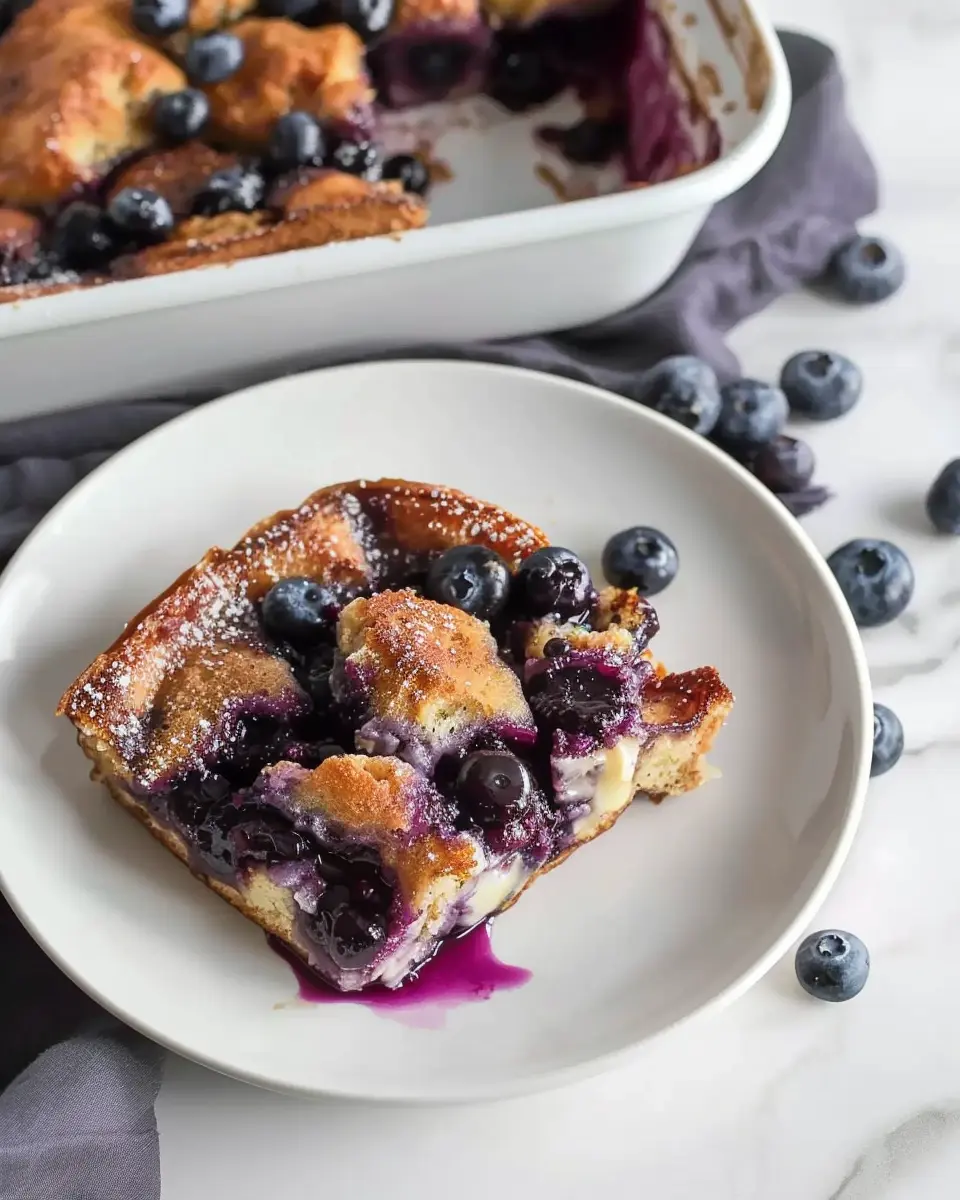 Overnight Blueberry French Toast Casserole with Turkey Bacon Delight